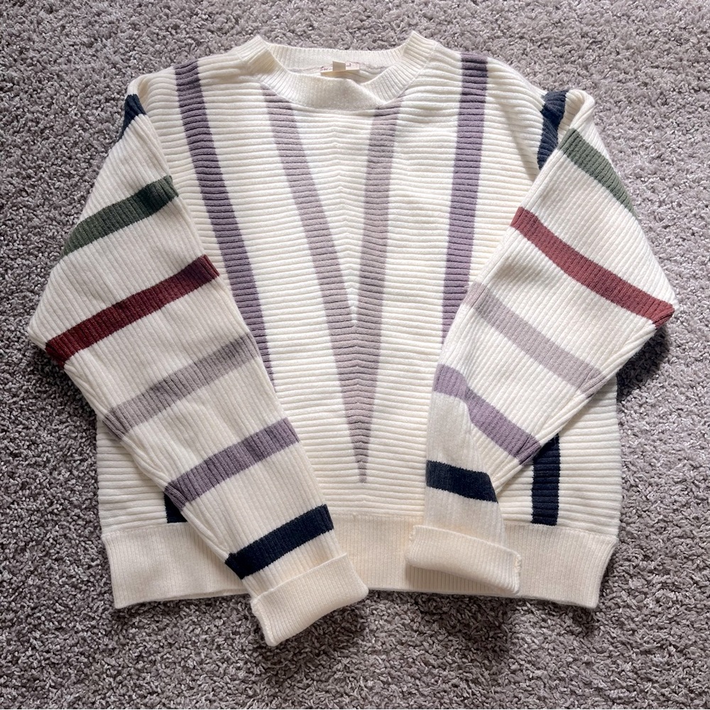 Poem and Thread Striped Sweater Neutral Colors Size Small